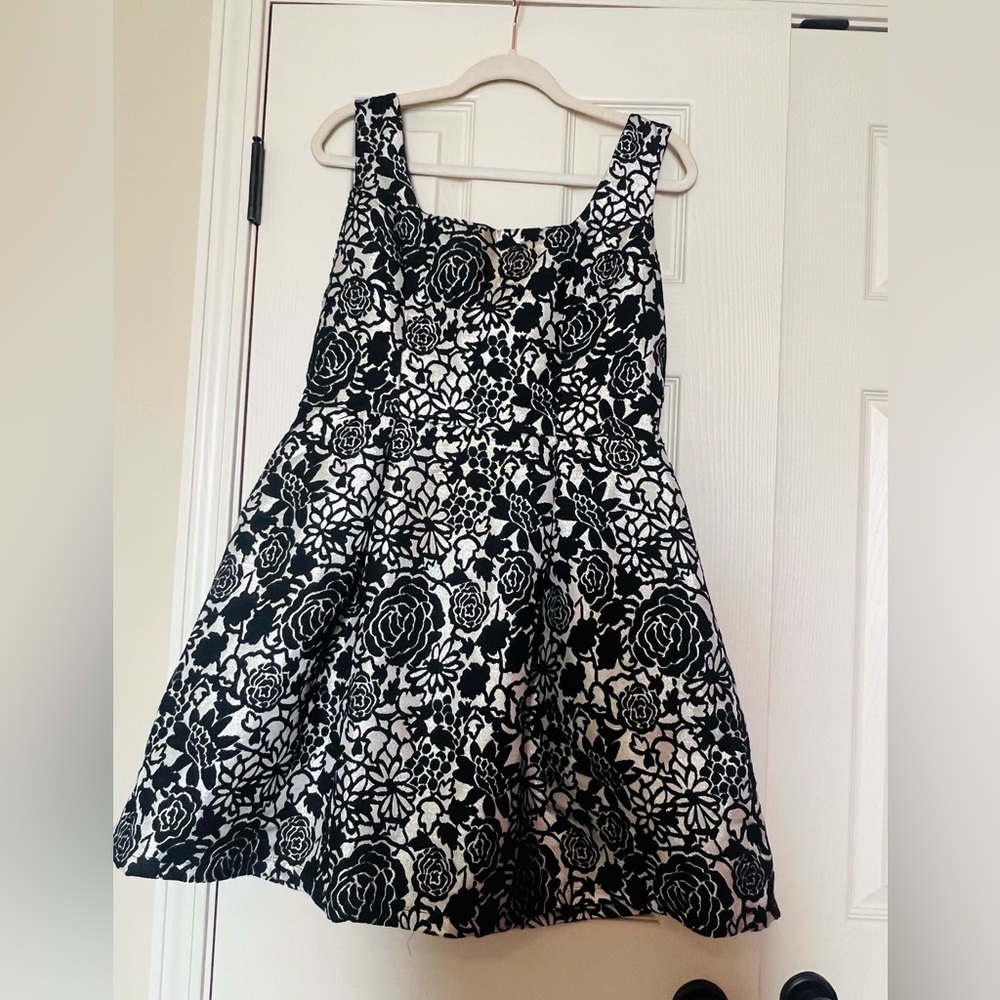 Black and Gold Formal Floral Sparkle Dress